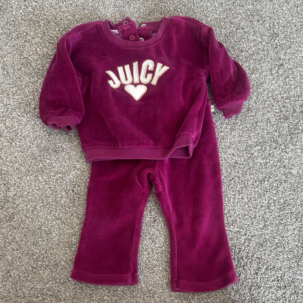 Juicy Couture Kids Velour Two-Piece Set in Berry